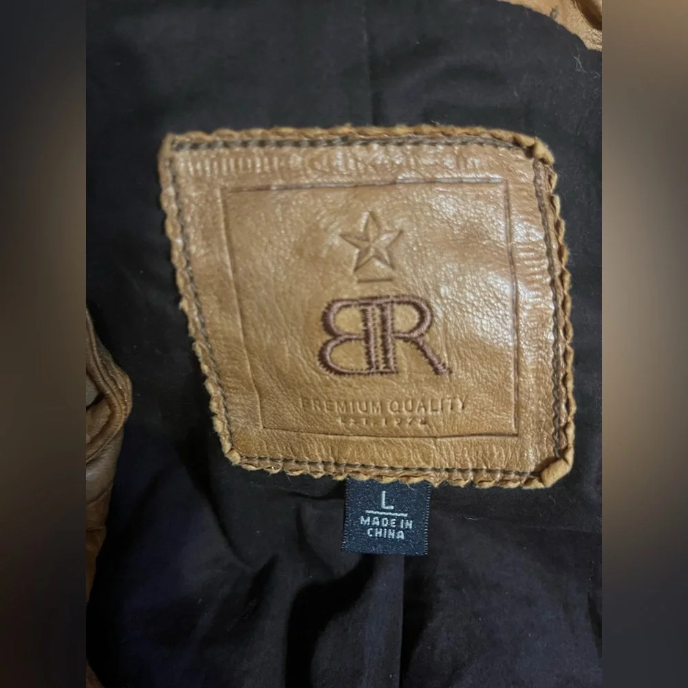 Banana Republic BR Leather Bomber Jacket Brown Size L - Picture 9 of 13